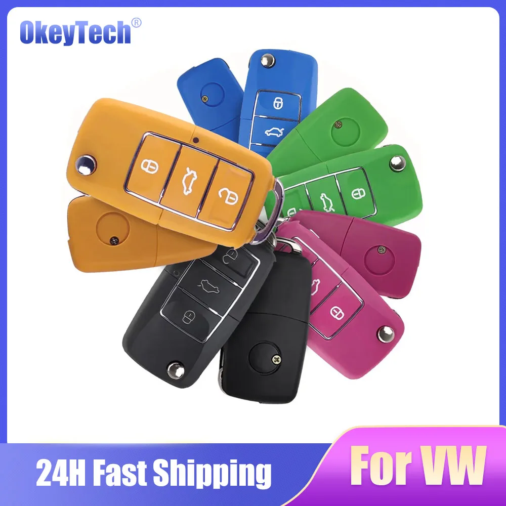 

Okeytech New Style Flip Folding Car Remote Control Key Shell Case For Volkswagen Jetta Golf Passat Beetle Polo Bora 3 Buttons