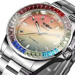 Fashion Men's Watches Colored Diamond Dial Waterproof Luminous Pointer Business Leisure Brand Mechanical Watch for Men