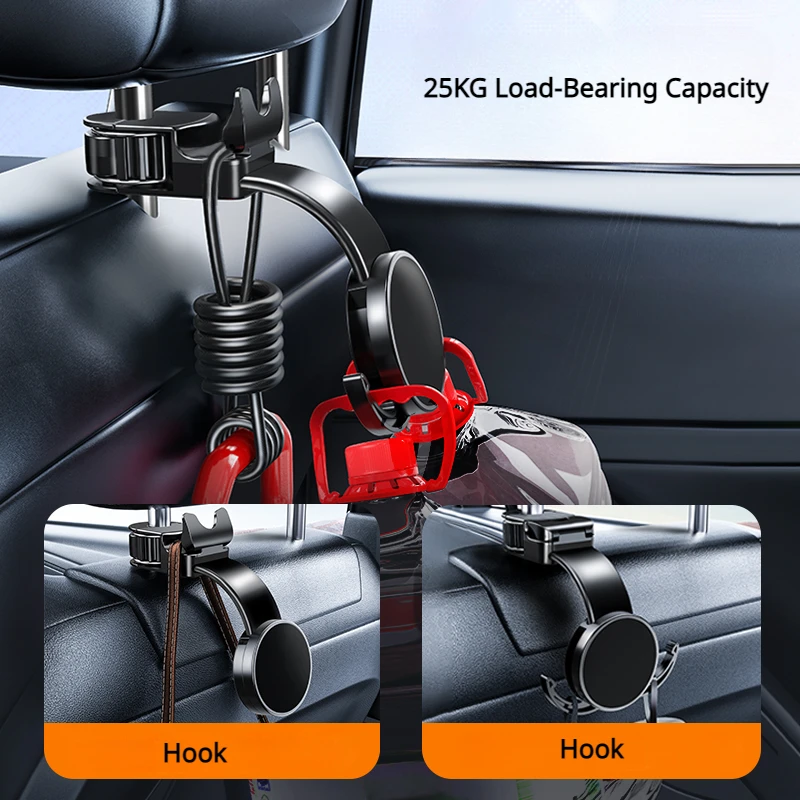 Hipacool 2 in 1 車載用背面磁気式スマホホルダー スタンド フック付き 車用シート収納フック 車載用スマホブラケット iPhone対応
