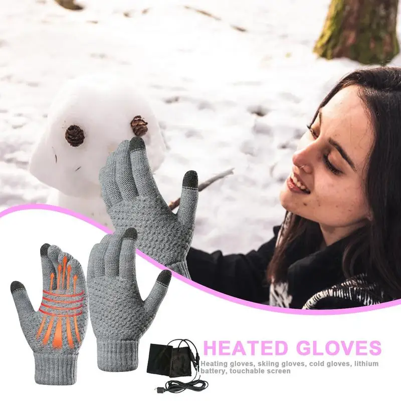 Guantes calefactables de terciopelo USB, manoplas alimentadas por USB con pantalla táctil, guantes cálidos para manos de invierno para hombres, hombres, mujeres y mujeres