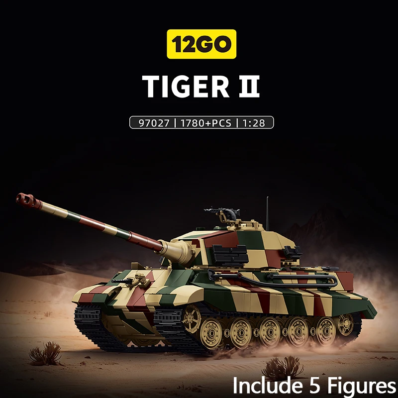 Bloques de Construcción DIY del Tanque Pesado King Tiger del Ejército Militar MOC, Set de Ladrillos para Niños, Regalos para Niños