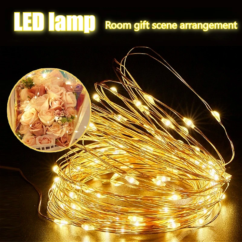 

LED strip lights small colored lights wave ball battery box copper wire light string Christmas bouquet decorative light string
