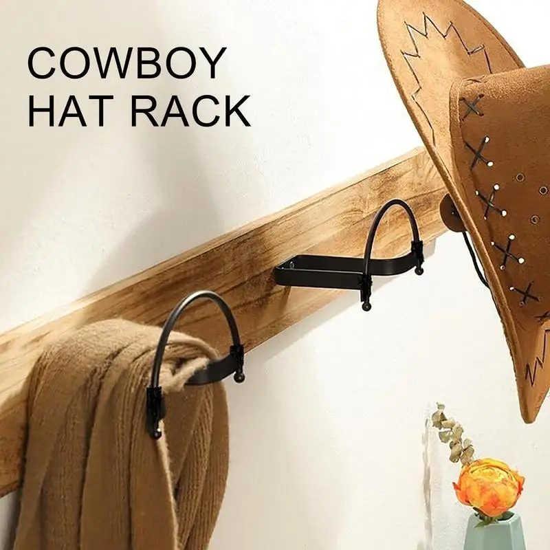 

Metal Cowboy Hat Holder Wall Mounted, Baseball Hats Rack with Scarf Holder, Jacket Display Rack for Home Decor