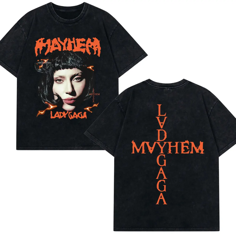 Vintage lady gaga the mayhem ball tour 2025 lavado camiseta das
