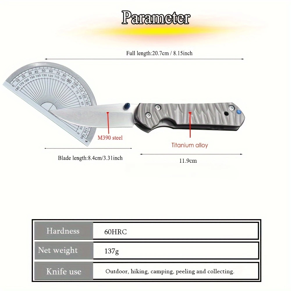 Outdoor pocket folding knife M390 steel titanium handle camping survival EDC pocket knife Utility cutting knife men's gift