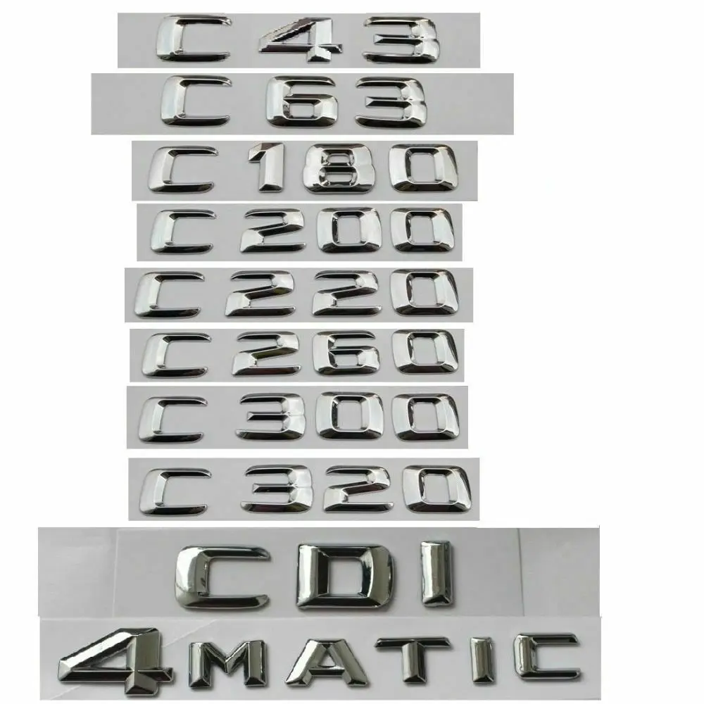 4matic CDI Chrome Plated Letter Logo Suitable for Mercedes Benz A B C GLK CLA-Class C63 C43 C55 C180 C200 c220 C300 c320 C350