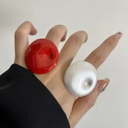 Vintage Irregular Round Colorful Enamel Dripping Oil Ring for Women Girls Exaggerated Trendy Finger Jewelry Gift