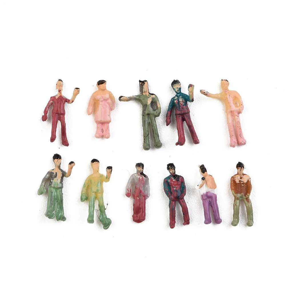 100Pcs Painted Figures 1:200 Scale People Model Miniature Figures N Scale Painted Scenes Modelling People Assorted Poses