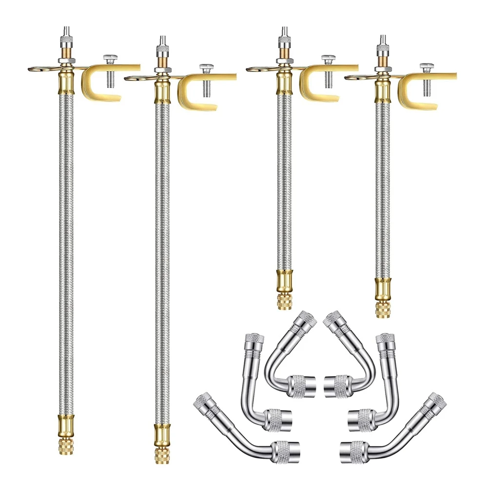 

10 Pieces Stainless Steel Valve Stem Extension, 4 Pieces Dual Tire Valve Extension 6 Pieces Valve Extender Adaptor