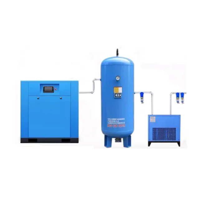 

7.5kw Screw Air compressor 380V 8 bar with 600L tank and freeze dryer Workshop air compressor