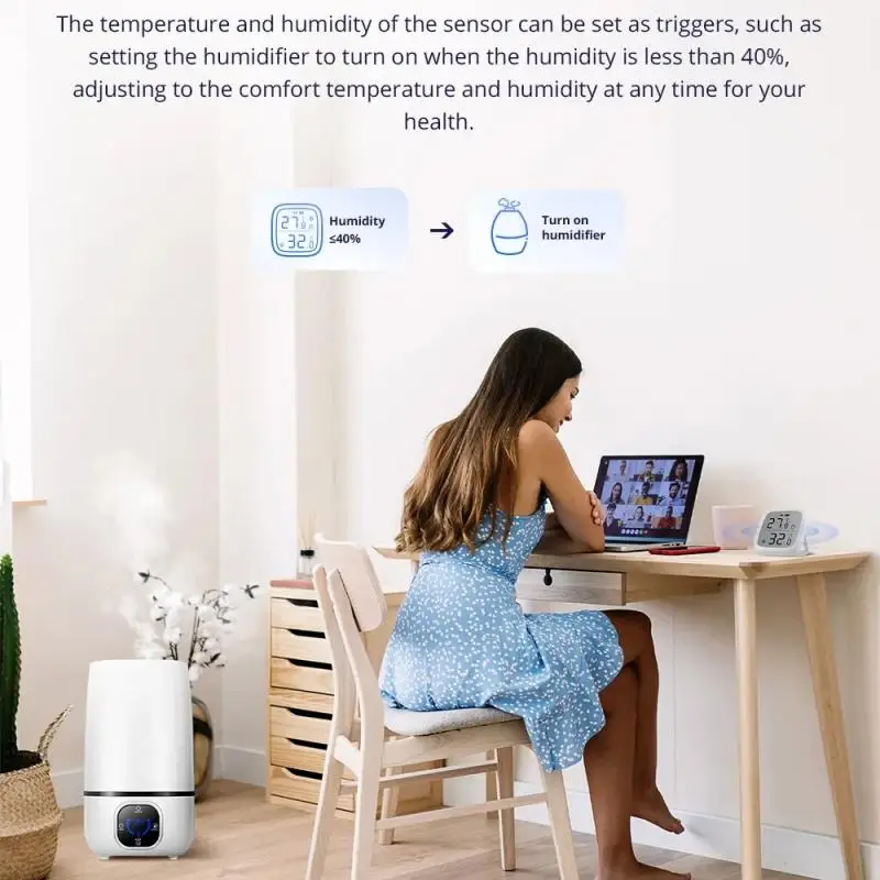 SONOFF-Zigbee Sensor de Temperatura e Umidade Inteligente, Grande Controle Remoto LCD, Monitoramento em Tempo Real, APP Ewelink, Via Alexa, Google Home, SNZB-02D