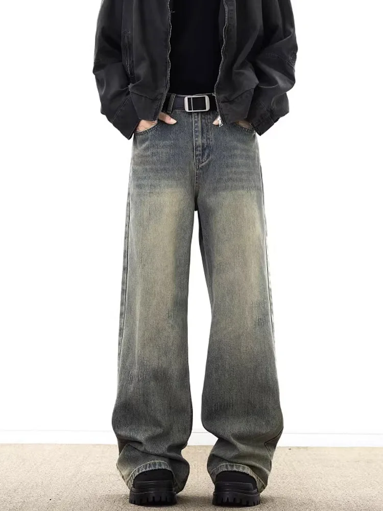 Jean américain rétro Cleanfit à jambes larges pour hommes, tendance, ambiance de rue, ample, droit, Micro pantalon évasé, mélange de coton et de Polyester