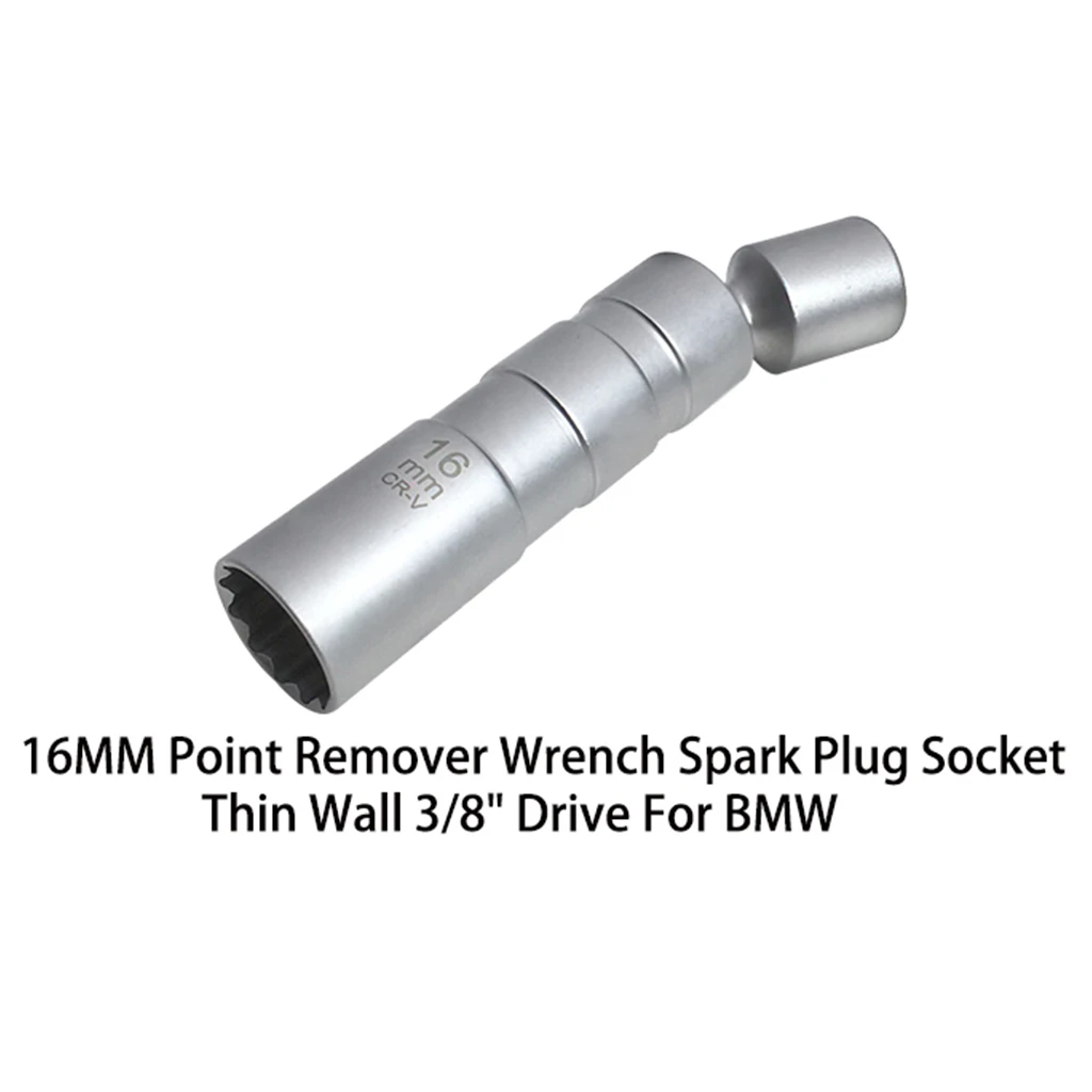 16mm 3/8inch Drive Thin Wall Magnetic Swivel Spark Plug Wobble Socket Double Cut
