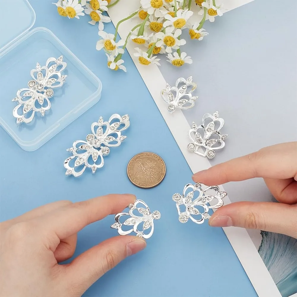 4 قطعة مشبك عباءة السحابات سترة خمر دوامة كليب كيب كليب مع حجر الراين الأزهار شكل المفاجئة المشابك سترة #3