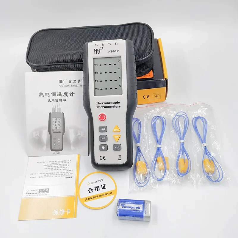 Handheld Multi-channel Thermometer Digital Thermocouple Thermometer Thermocouple Probe Sensor Industrial Temperature Tester