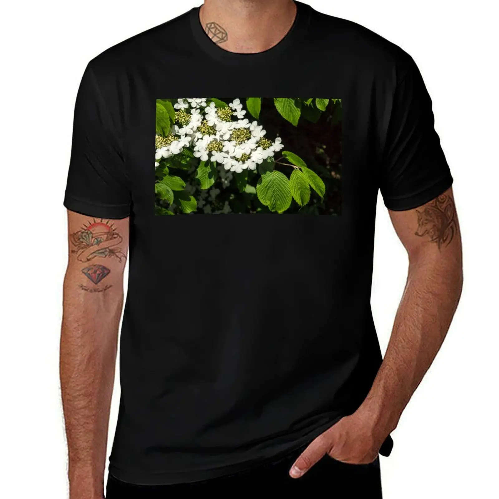Lacecap Hortensia - T-shirt con fiori bianchi luminosi, maglietta grafica, roba anime, magliette vintage da uomo ad asciugatura rapida, nuova edizione