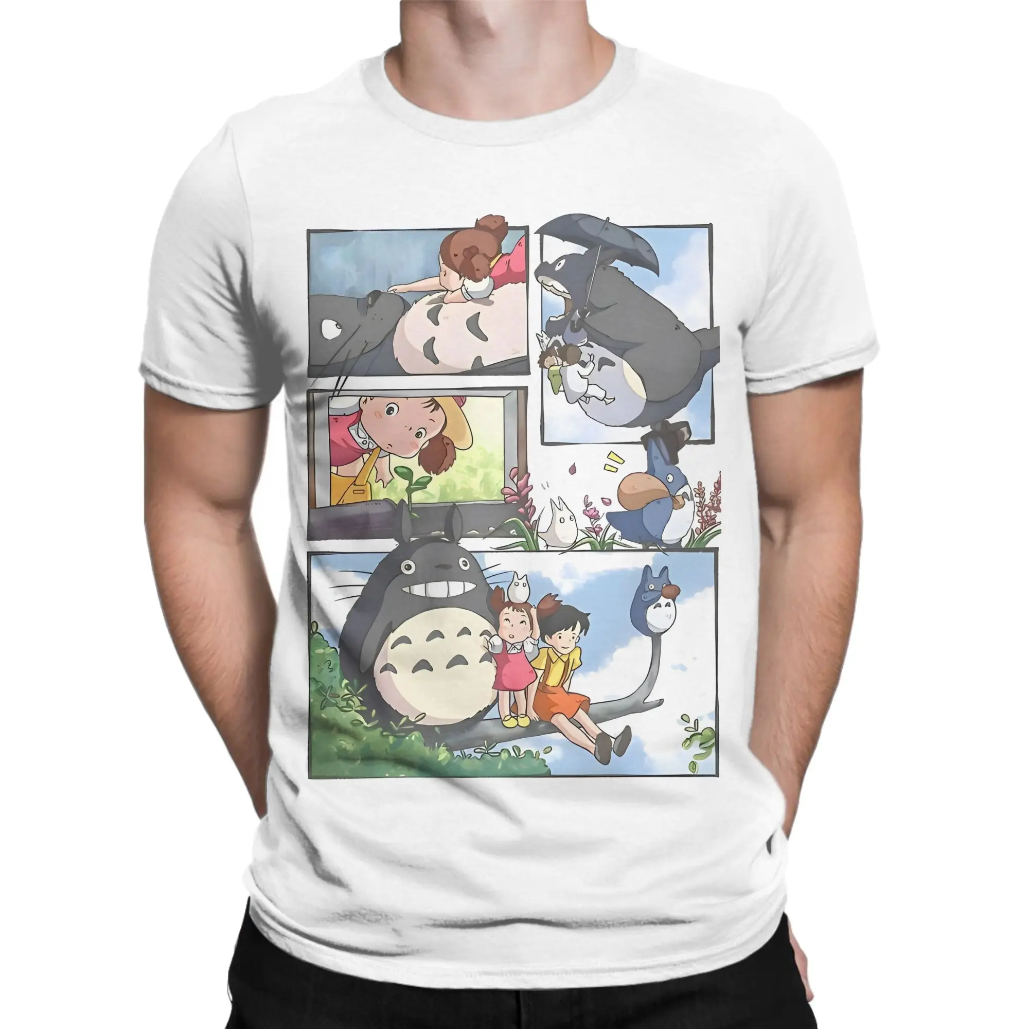 T-Shirts für Männer und Frauen, Hayaos Miyazakis Cartoon-Anime-Neuheit, reine Baumwolle, O-Ausschnitt, kurzärmelige T-Shirts, grafische Kleidung – Detail 3