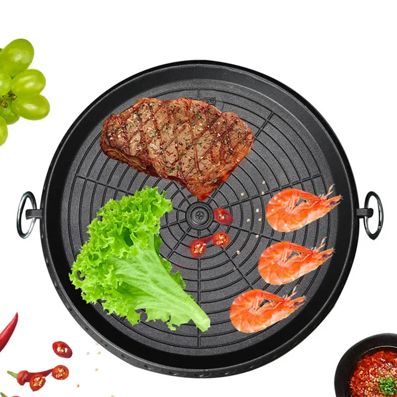 

YUEYI Korean Grill Pan Non-stick Bakeware Smokeless Barbecue Tray Stovetop Plate for Indoor Outdoor Beach Party BBQ Camping