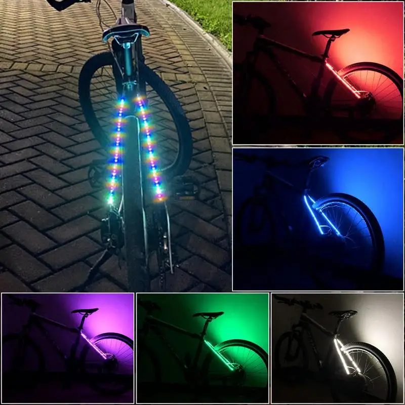 Bicycle Decoration Light LED Bike Frame Rope Light Battery Powered Dust-proof Waterproof Rear Warning Light For Night Riding