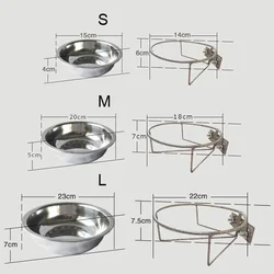 Stainless Dog Water Anti-overturn Mounted Wall Pet Fixed Support Feeder Steel Metal Bowl Cat Food 23cm Holder Hanging Container