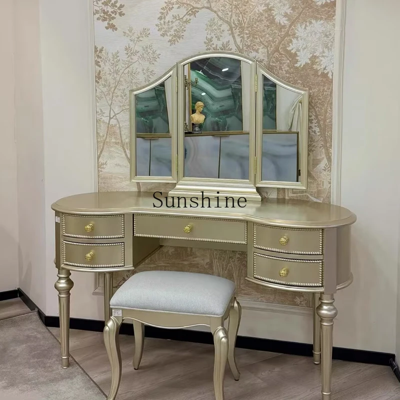 

American light luxury dresser corner solid wood makeup table advanced sense