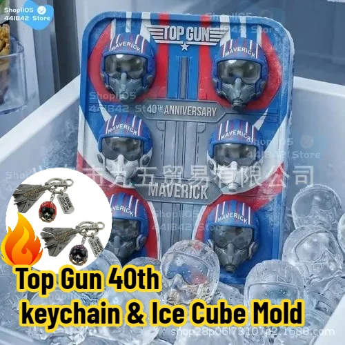 

2026 Maverick Helmet Silicone Ice Cube Mold & Top Gun 40th Anniversary Keychain, Movie Fan Exclusive Gift & Decor