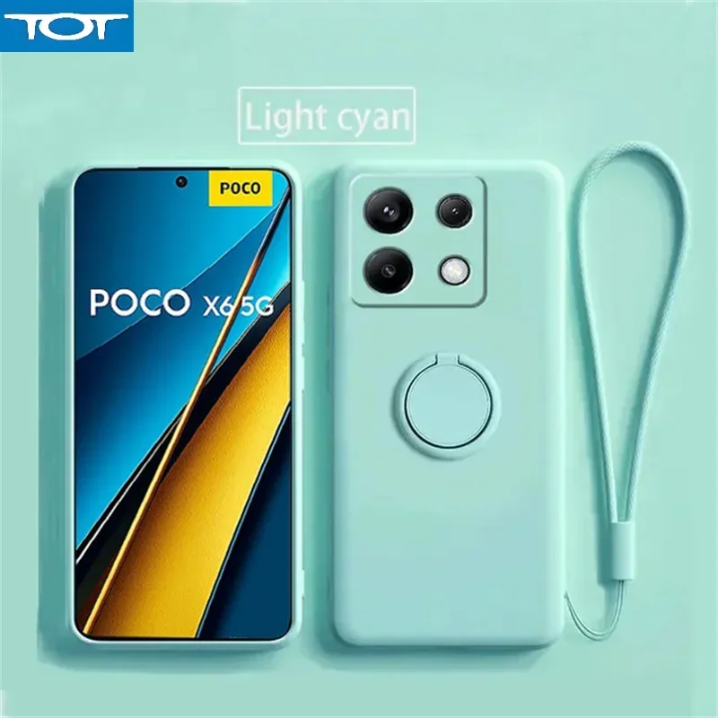 

Жидкий силиконовый магнитный чехол для телефона POCO X6 F5 X5 Pro F4 GT Ring Holder Fundas для POCO X4 M4 M3 X3 Pro X3 NFC Аксессуары