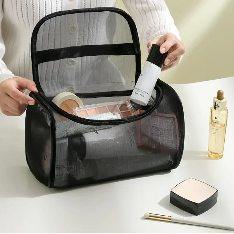 Mesh Makeup Travel Packing Cube Large Capacity Skincare Storage Organize Bag Transparent Non Deformable Toiletry Handbag Items