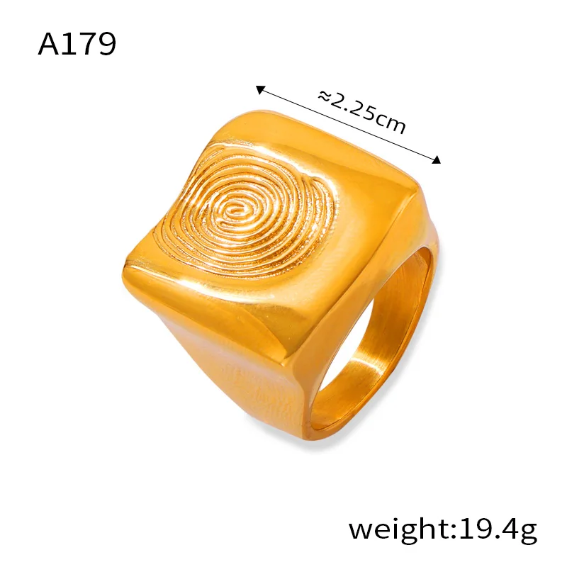 Brand New Retro Stainless Steel Ring For Women Fingerprints Design Light Luxury Fashion Jewelry