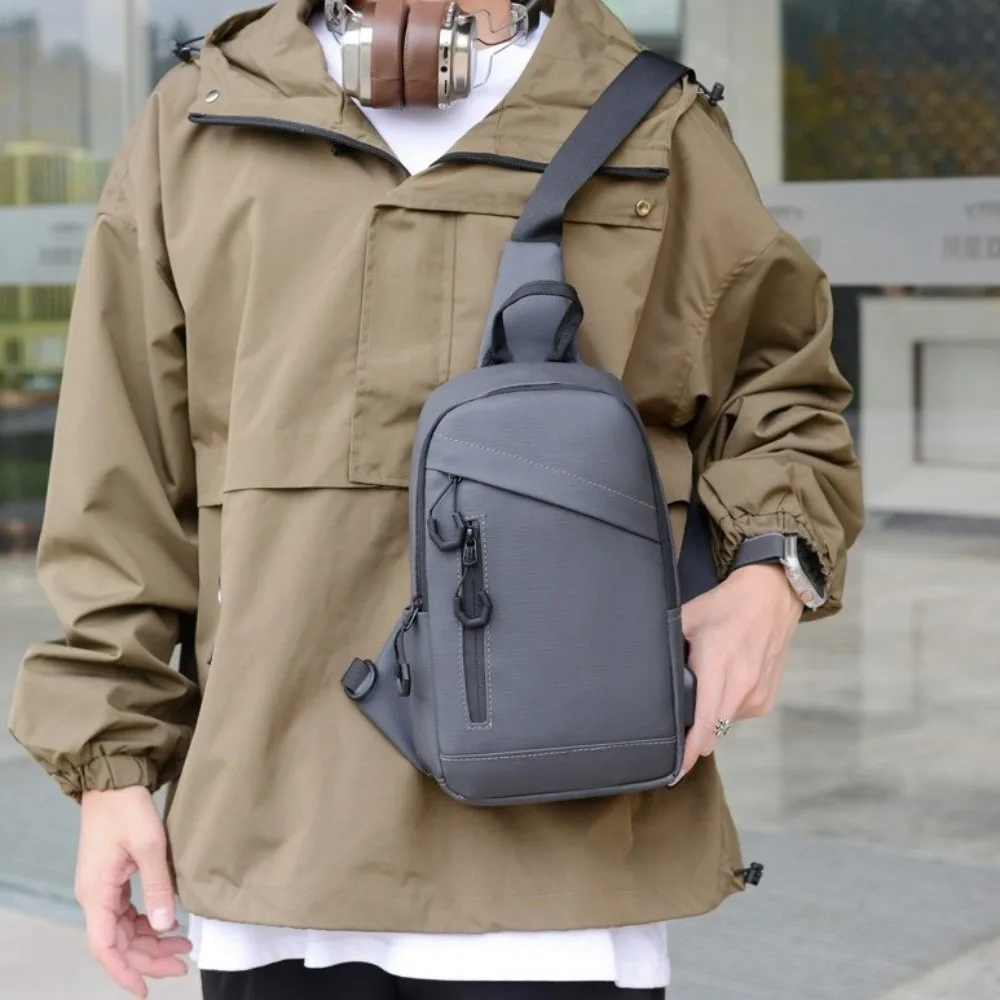 

Casual Side Sling Men Chest Bag Oxford Solid Color Male Shoulder Bag Handbag Sports Bag Phone Crossbody Bag Business