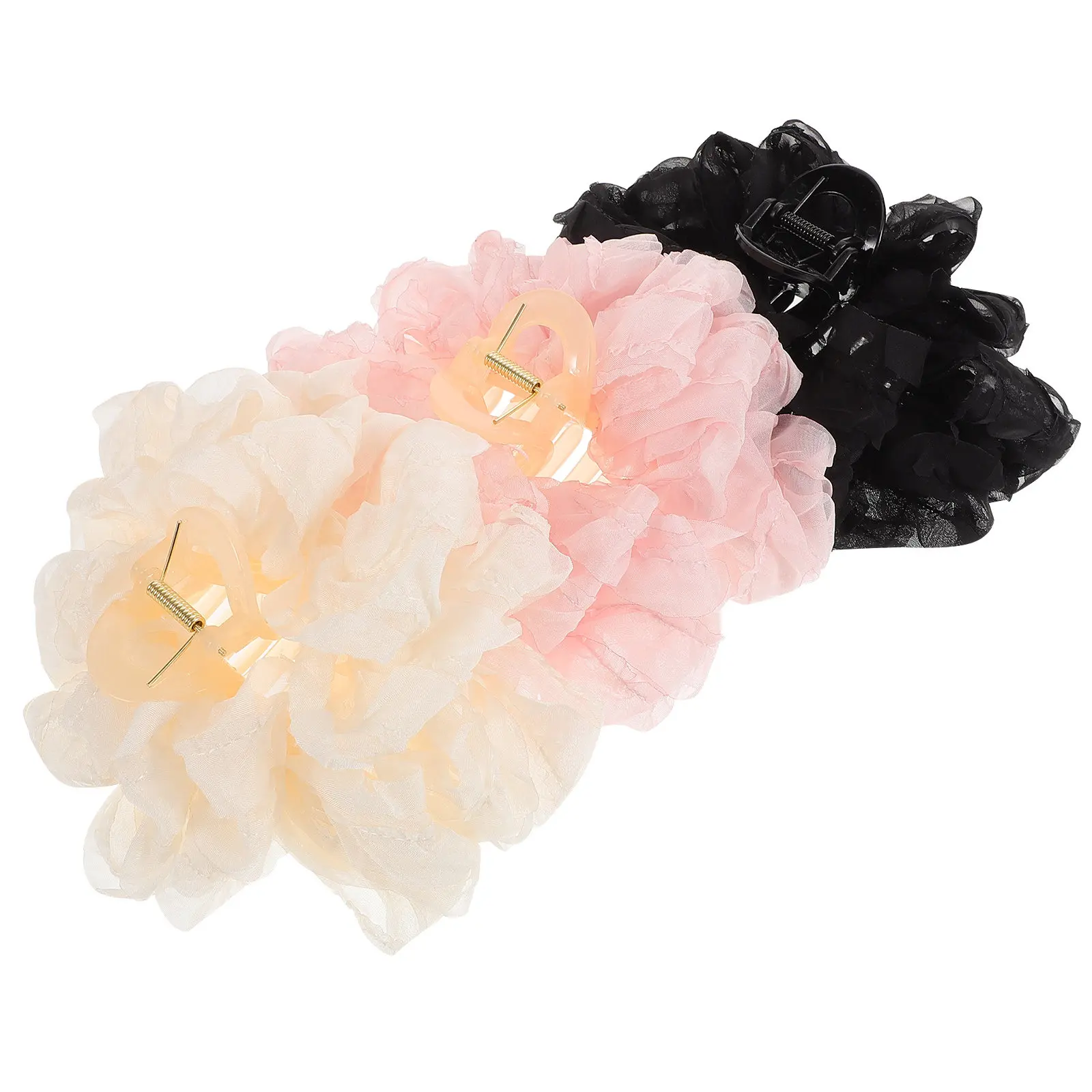 

Набор из 3 элегантных заколок-крабов для волос с тканевыми бантиками для женщин, для густых и тонких волос, для придания объема, надежные зажимы