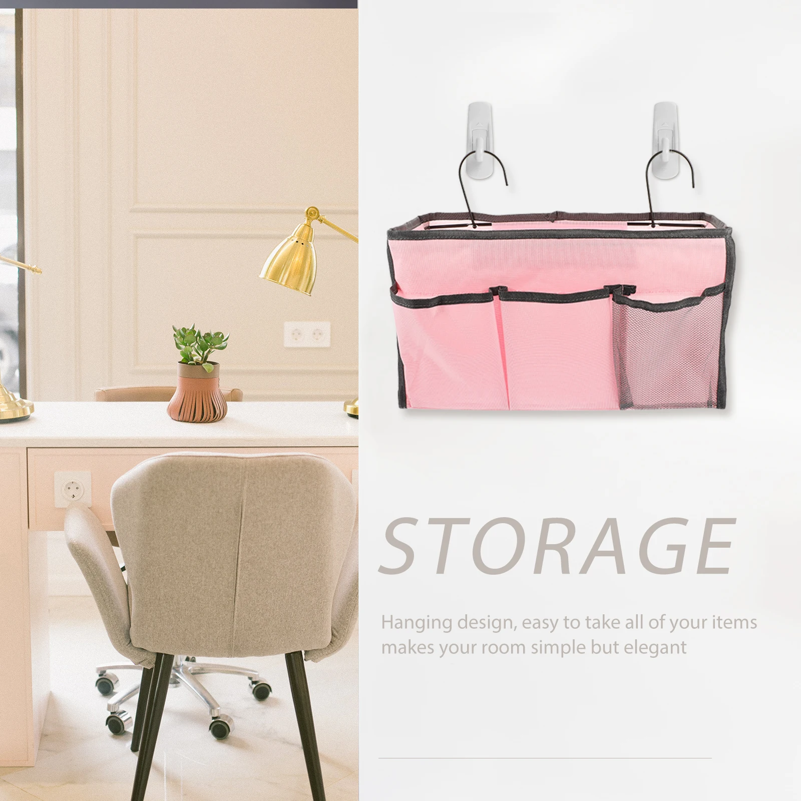 

Bedside Hanging Pouch Compact Multi-Slots Organizer For Bed Remote Phone Book Storage Dormitory Small Space Bedroom Sundries