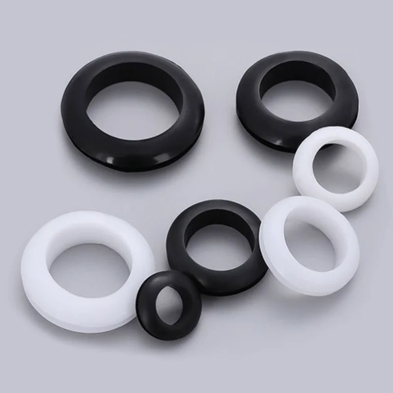โอริงยางสองชั้นสีดำ/ขาว สำหรับป้องกันสายไฟ ขนาด 3~80 มม. ใช้กับสายไฟ สายเคเบิล อุปกรณ์ฮาร์ดแวร์