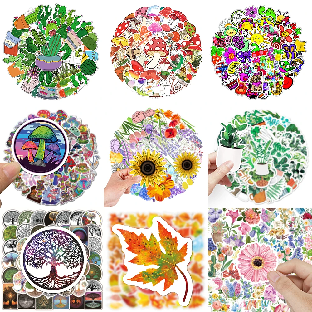 10/30/50PCS Cartoon Plants Stickers Series Creative Flowers Graffiti Suitcase Phone Luggage Laptop Notebook Decoration Wholesale