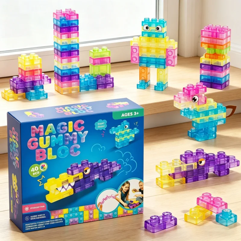 40 Stück Quetschspielzeug, weiche Jelly-Bausteine, sensorisches Spielzeug für Kleinkinder, Gummiblock, Squishy-Würfel, Gummi-Geschenk