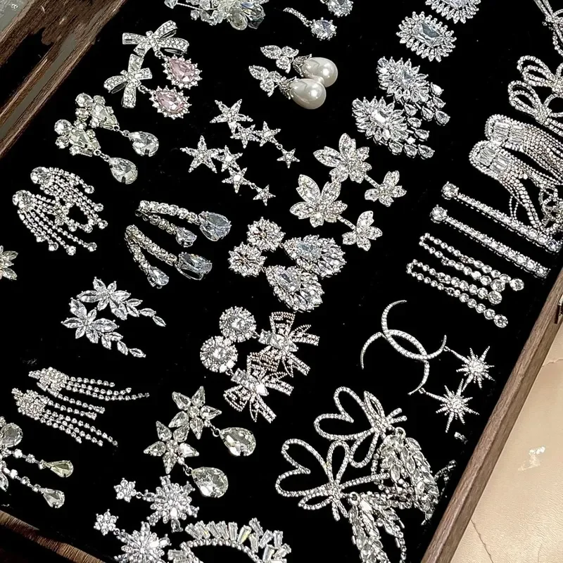 South France star bright, full of diamonds super flash geometric fringed earrings light luxury niche earrings court style