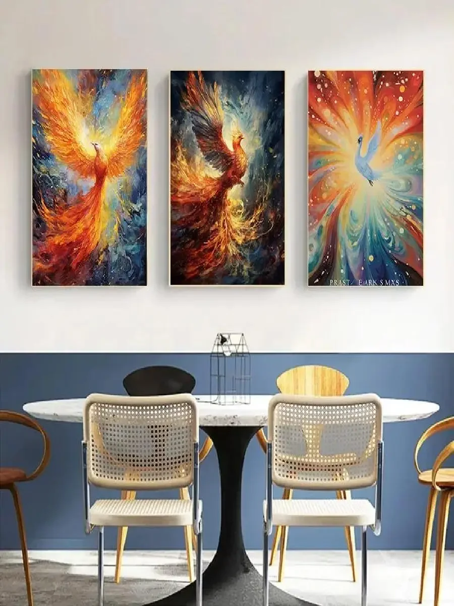 1pc frameless Canvas Painting Reborn From Nirvana Phoenix Canvas Print Poster  Plump Wings Wall Decor for Home Interior pc  Eleg