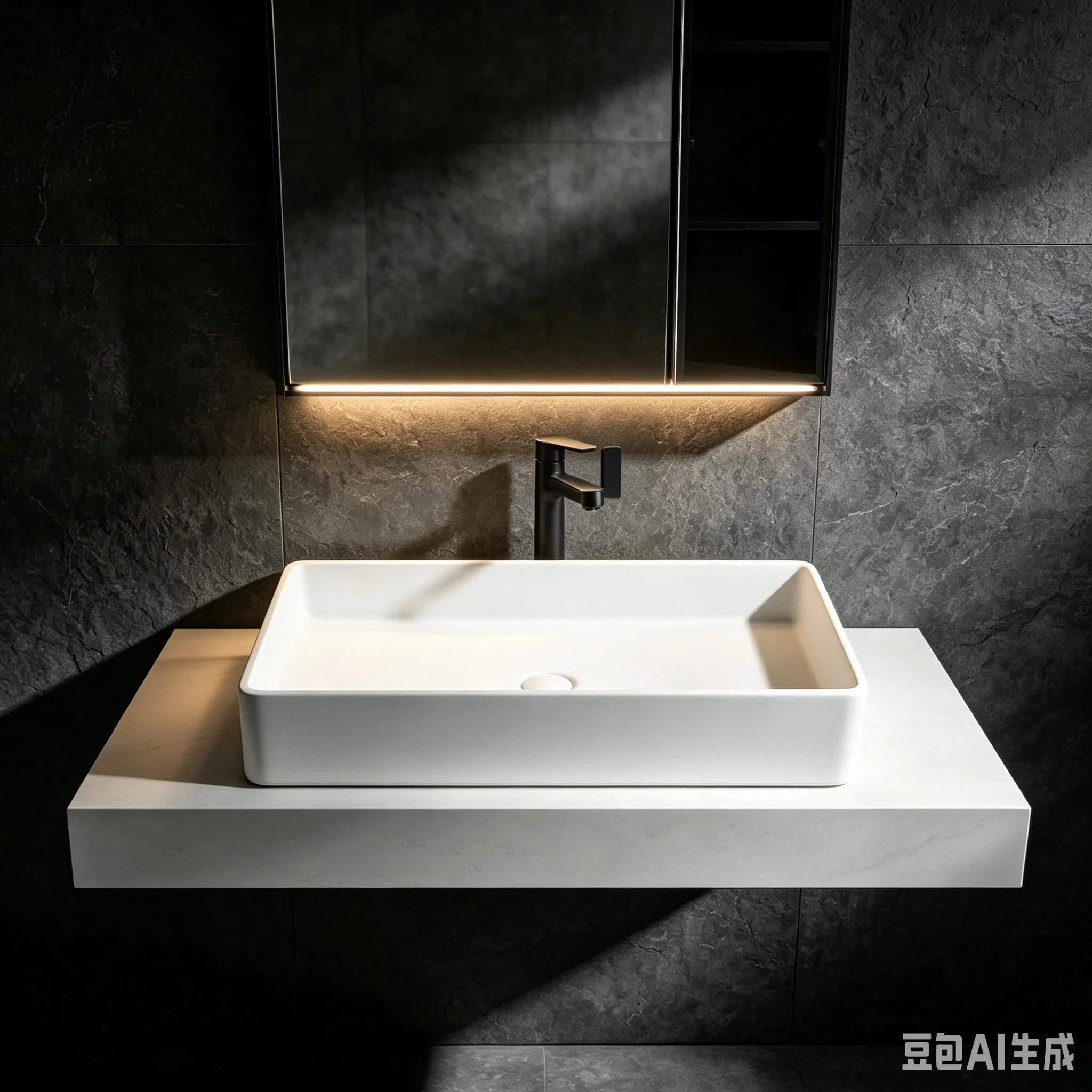 Modern Bathroom Countertop Wash Basin Rectangular Vessel Sink No Tap Hole Solid Surface Basin Factory