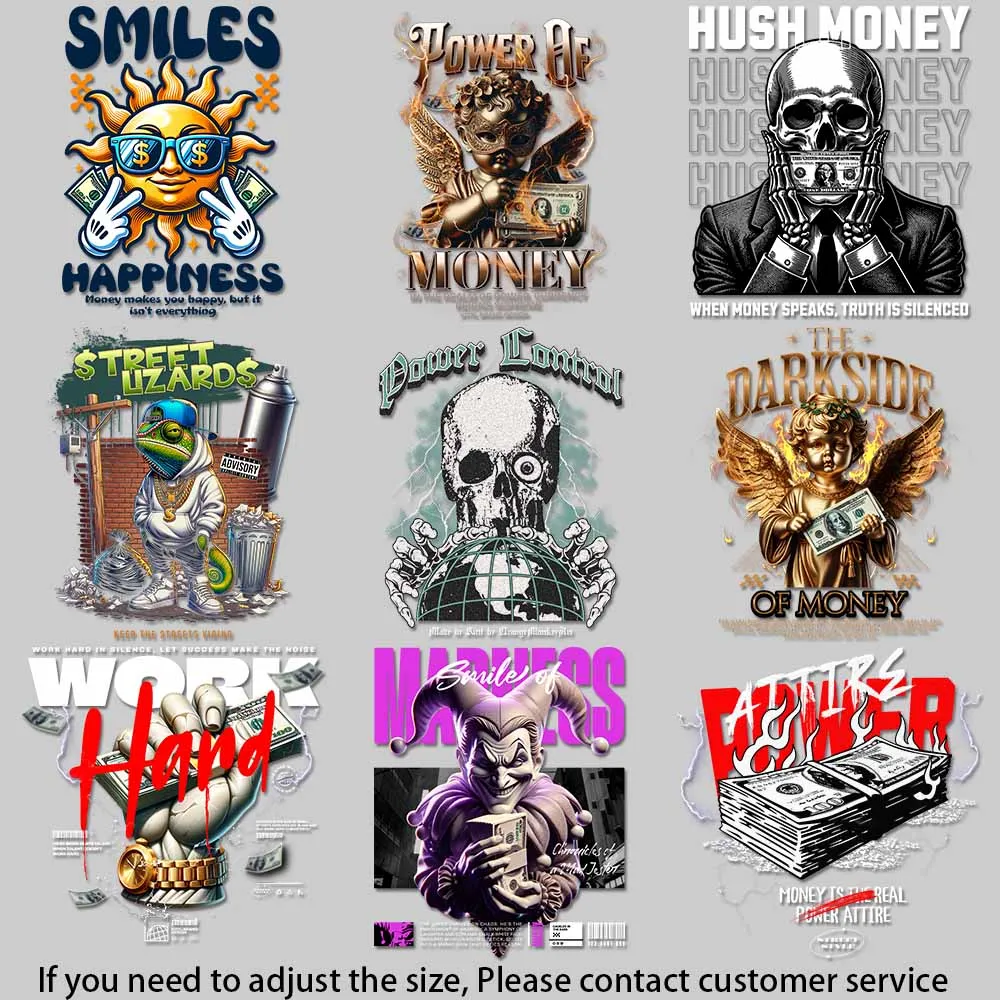 Mad Jester Money Design Street Lizards Gráfico urbano Hierro en la imagen en la ropa Decoración detallada DIY