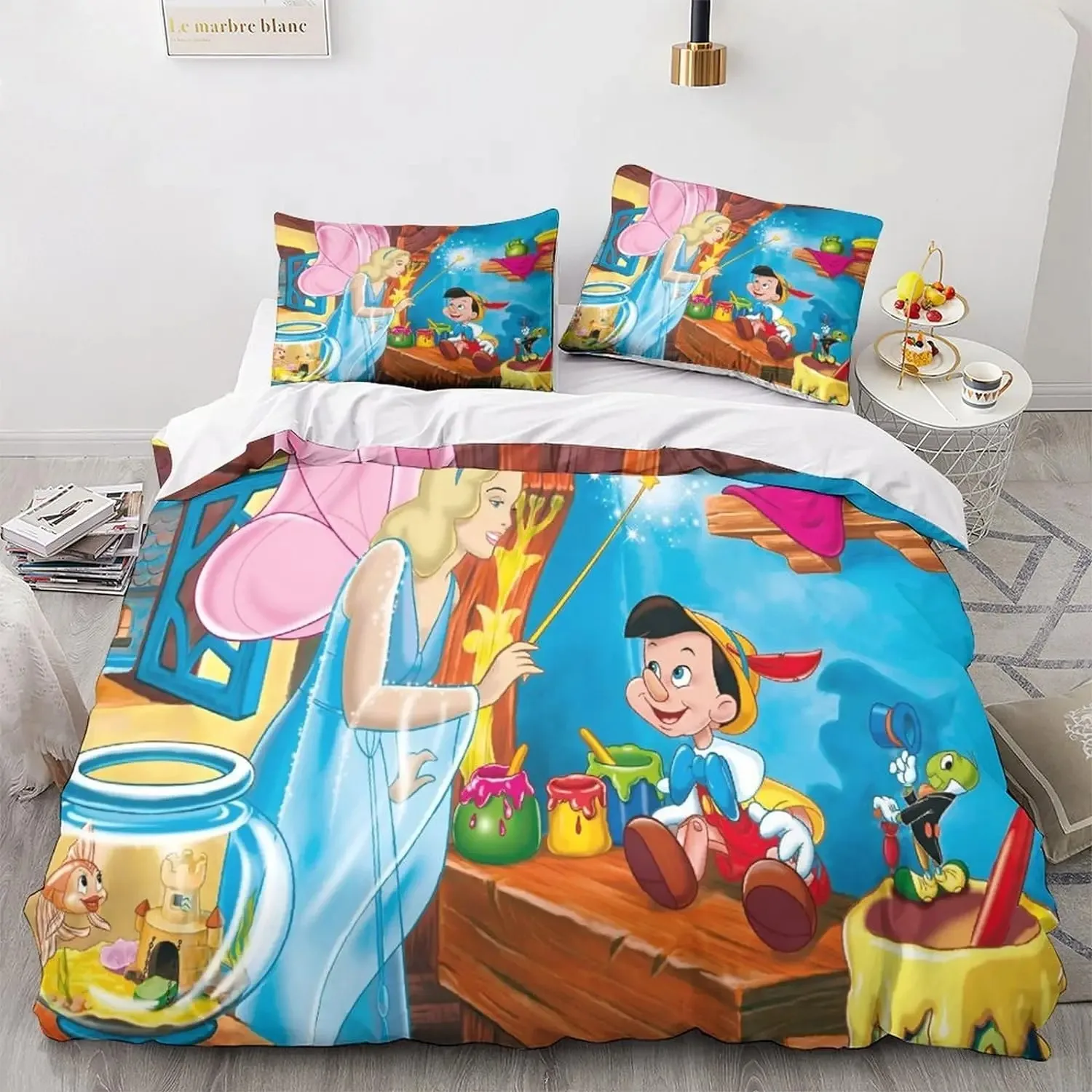 Disney Pinocchio Bedding Set ,Single Twin Full Queen King Size Bed Set ,Home Decor Duvet Cover Beddings Suit Kids Gift