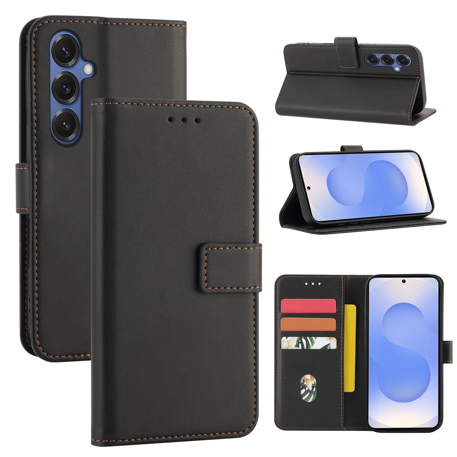 Oder Samsung A56 Serie Schutzhülle Flip Wallet Case mit Kartenfach Kunstleder Handyhülle – Detail 1