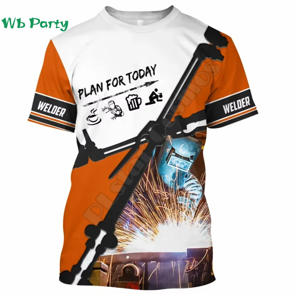 Welding Workwear 3D Print Mens T shirt Men's Clothing Harajuku Popular Short Sleeve Tee Summer Funny Welding Graphic T shirts image 3