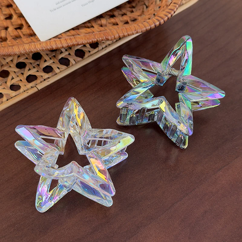 

Colorful Acrylic Hollow Out Star Hair Claw Sweet Shark Clip For Women Girls Fashion Headwear Versatile Hair Accessories Gifts
