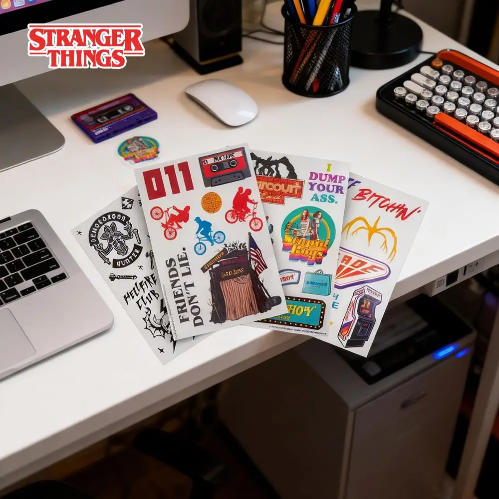1 Set Offiziell lizenzierte Tattoo-Aufkleber von Stranger Things, bunte Cartoon-Aufkleber mit Wassertransfer, wasserdichte Körperdekoration – Detail 1