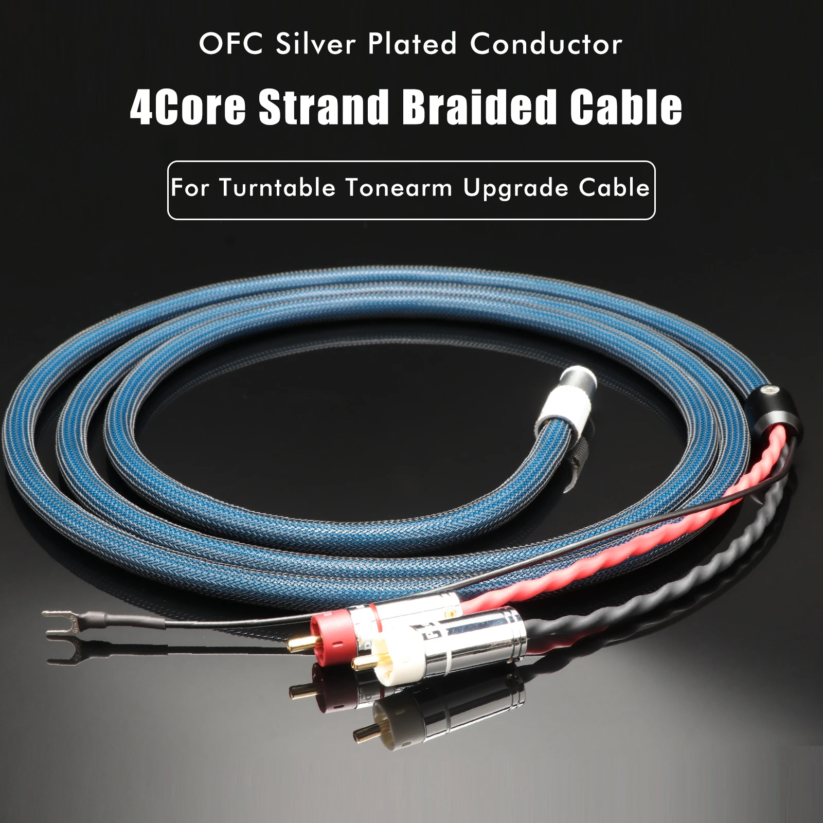 OFC Copper Phono Cable 5Pin DIN to RCA Plug Shield for LP Turntable Phono Tonearm Cable with Ground Wire