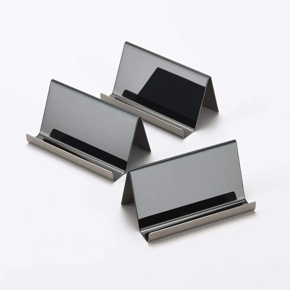 

2pcs Stainless Steel Business Card Holder For Desk Office Visiting Card Organizer For ID Cards Name Card Display Fast shipping