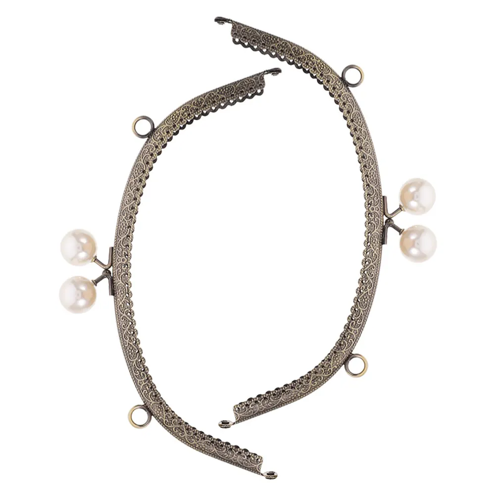 

2PCS Pearl Gold Mouth Bag Strap Replacement Metal Accessories Curved Purse Frame Clasp Elegant Design Versatility
