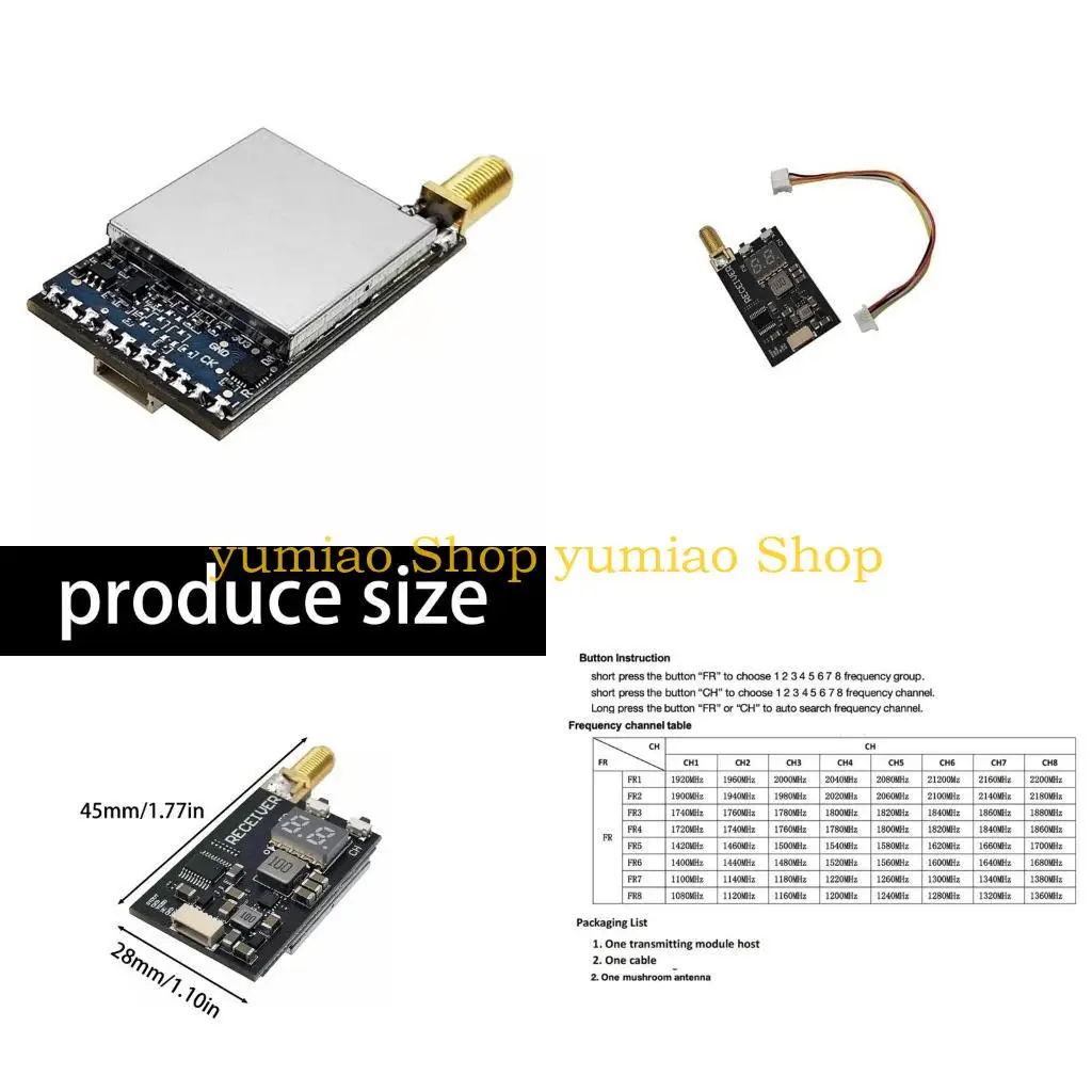 587B 64CH High Sensitivity AV Receiver Module 1.2G 2.2G Frequency Ranges for Drones Control and Wireless Auditory Transmissio