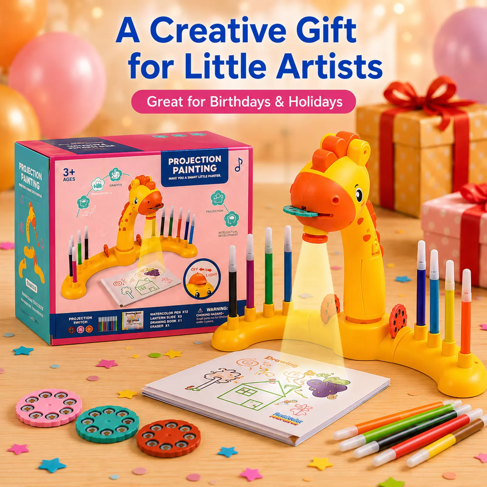 

Kids Painting Board Toys Children LED Projector Art Painting Table Desk Arts Toy Educational Learning Paint Tool Toy For Girl