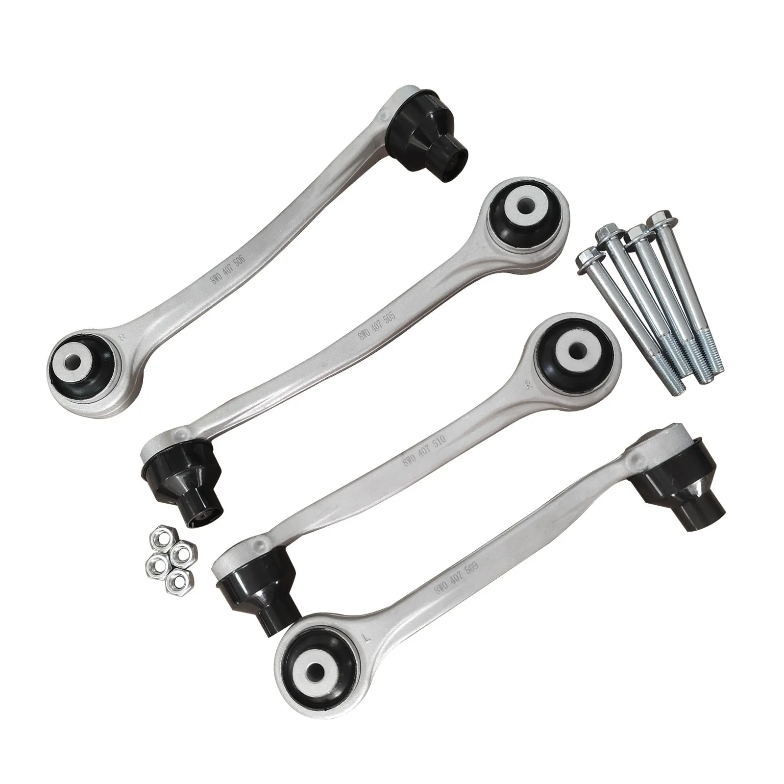 AP01 4Pcs Front Upper Control Arms Kit For 16-22 Audi A4 A5 S4 S5 RS4 RS5 B9 8W F5 8W0407509A, 8W0407510A, 8W0407506A, 8W0407505A, 8W0407509B, 8W0407510B, 8W0407506C, 8W0407505C, 8W0407509E, 8W0407510E, 8W0407506E, 8W0407505E, 3931201, 3931301, 3931401